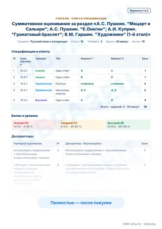 Үлгі · Учителю: ключ и дескрипторы