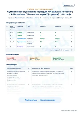 Үлгі · Учителю: ключ и дескрипторы