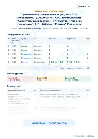 Үлгі · Учителю: ключ и дескрипторы