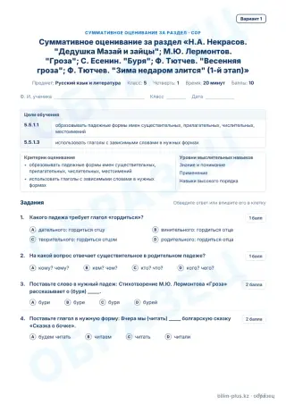 Образец · СОР · вариант 1