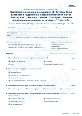 Образец · СОР · вариант 1