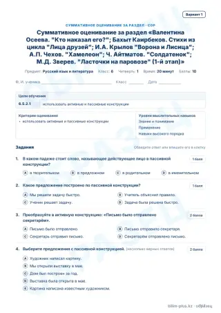 Образец · СОР · вариант 1