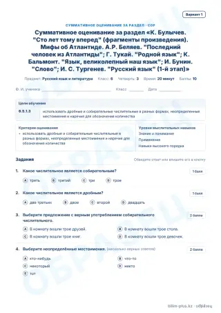 Образец · СОР · вариант 1