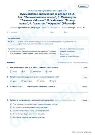 Образец · СОР · вариант 1