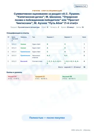 Образец · Учителю: ключ и дескрипторы