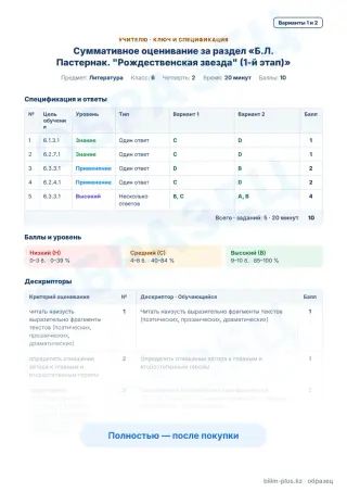 Образец · Учителю: ключ и дескрипторы