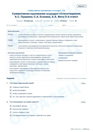 Образец · СОР · вариант 1