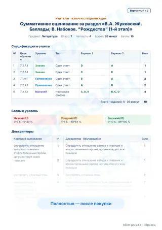 Образец · Учителю: ключ и дескрипторы