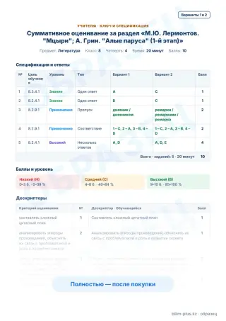 Образец · Учителю: ключ и дескрипторы