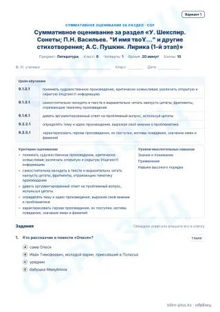 Образец · СОР · вариант 1
