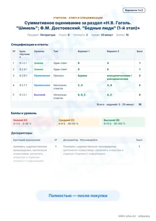 Образец · Учителю: ключ и дескрипторы