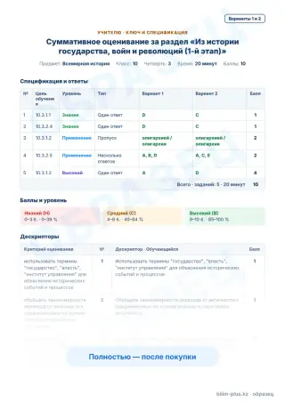 Образец · Учителю: ключ и дескрипторы