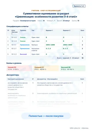 Образец · Учителю: ключ и дескрипторы