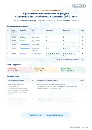Образец · Учителю: ключ и дескрипторы