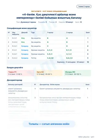 Үлгі · Мұғалімге: кілт пен дескрипторлар