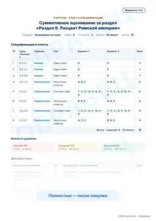 Образец · Учителю: ключ и дескрипторы