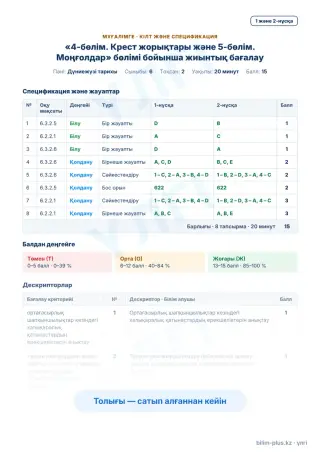 Үлгі · Мұғалімге: кілт пен дескрипторлар