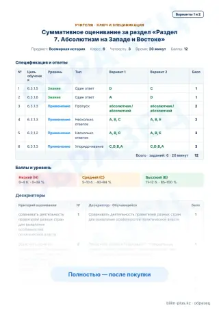 Образец · Учителю: ключ и дескрипторы