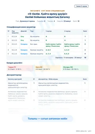 Үлгі · Мұғалімге: кілт пен дескрипторлар