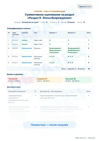 Образец · Учителю: ключ и дескрипторы