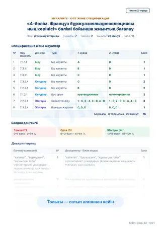 Үлгі · Мұғалімге: кілт пен дескрипторлар