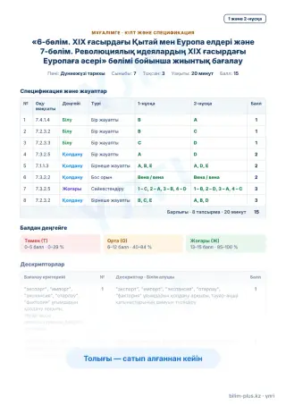 Үлгі · Мұғалімге: кілт пен дескрипторлар