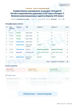 Образец · Учителю: ключ и дескрипторы