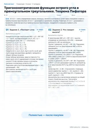 Образец · Рабочий лист